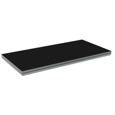 Prancha retangular de madeira laminada preta e cinzenta