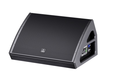 Monitor de palco preto com painel de conexões lateral