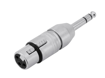 Adaptador de áudio XLR para jack 6,35 mm em metal prateado