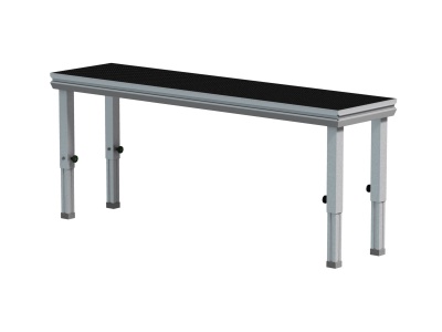 Banco metálico ajustável com assento preto antiderrapante