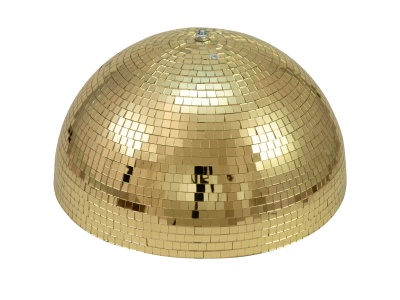 Disco bola dourada semicircular com pequenos quadrados refletivos
