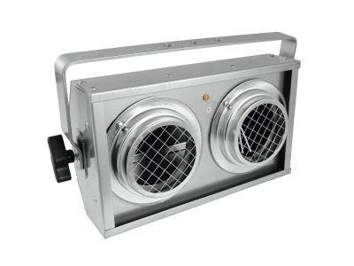 Luz de palco metálica com duas lentes e alça ajustável