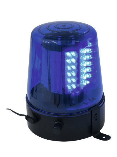 Luz de aviso tipo sirene azul com LEDs e base preta