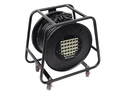 Carretel preto de metal com cabo e painel de conectores ALESIS PROREEL