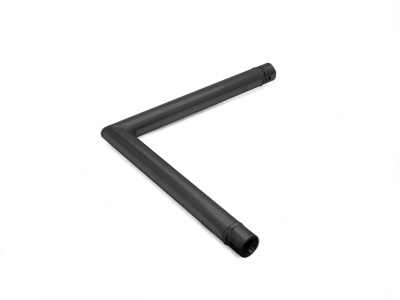 Peça metálica preta em forma de V com superfície lisa