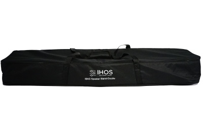 Bolsa preta para transporte com inscrição IHOS IBAD Speaker Stand-Doubles em branco
