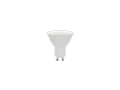 Lâmpada LED branca com base GU10 em fundo branco
