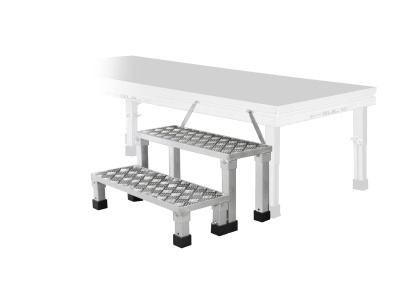 Escada metálica de dois degraus para cama com topo quadriculado e pés de borracha preta