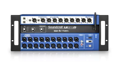 Mesa de mistura Soundcraft Si Impact azul com entradas XLR e botões