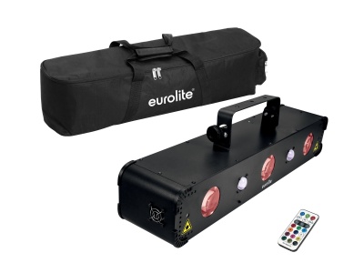 Sistema de luz LED preto com bolsa de transporte eurolite e comando à distância colorido