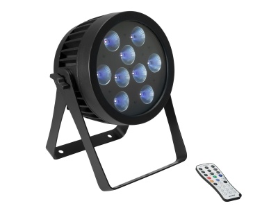 Projetor de luz LED preto com nove LEDs e comando remoto