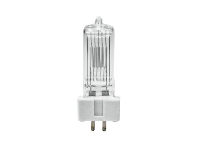 Lâmpada halogénea transparente com base branca e dois pinos