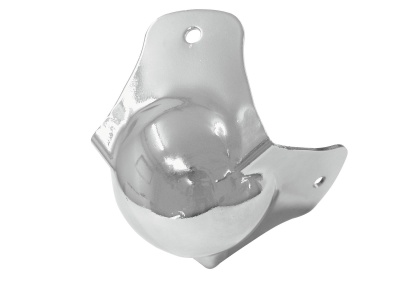 Protetor de canto metálico cromado com três furos para fixação