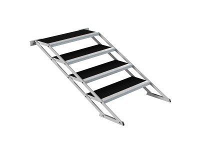 Escada portátil metálica com degraus pretos