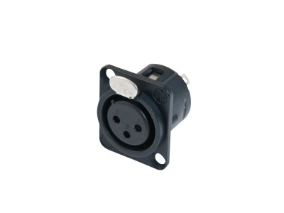 Conector fêmea XLR preto de três pinos