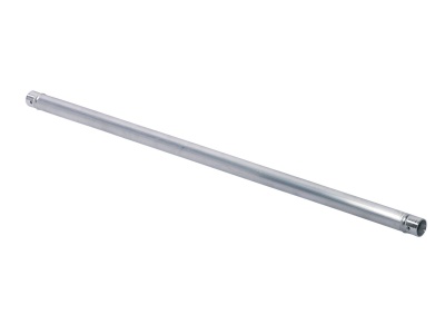 Barra metálica cilíndrica prateada com roscas nas extremidades