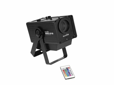 Projetor de luz LED preto com controlo remoto colorido