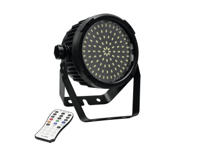Refletor LED redondo preto com comando remoto branco