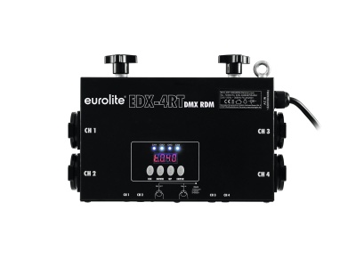 Interface de controlo Eurolite EDX-4RT DMX RDM preta com visor digital e botões