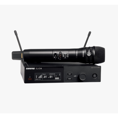 Microfone sem fios Shure SLXD4 preto com caixa transmissora e antenas