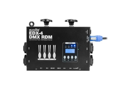 Controlador de luz DMX Eurolite EDX-4 DMX RDM preto com botões e LED digital