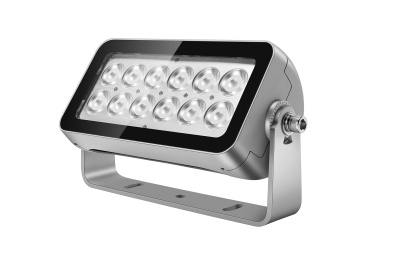 Refletor LED retangular prateado com 12 lâmpadas e suporte ajustável