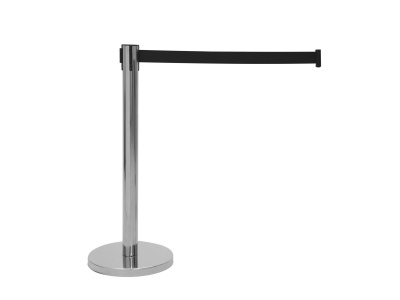 Poste de fila cromado com fita preta extensível