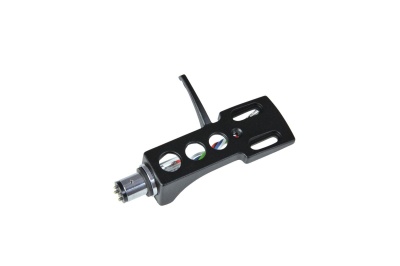 Cabeça de leitura preta para gira-discos em fundo branco