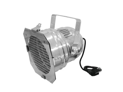 Campainha eletrónica metálica prateada com cabo preto