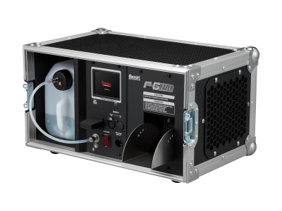 Máquina profissional com frasco e painel frontal preto e estrutura metálica prateada