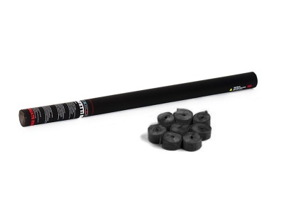 Rolo de tecido preto para jardim com vários anéis de plástico