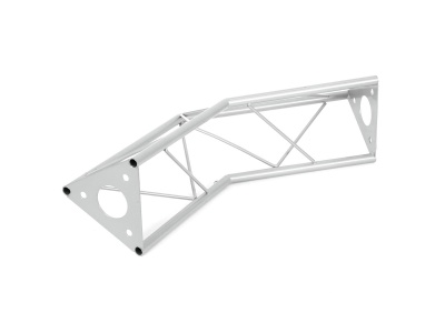 Suporte metálico triangular branco com estrutura tubular