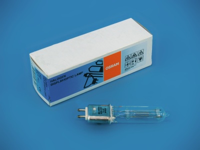 Lâmpada halógena Osram com embalagem branca e azul