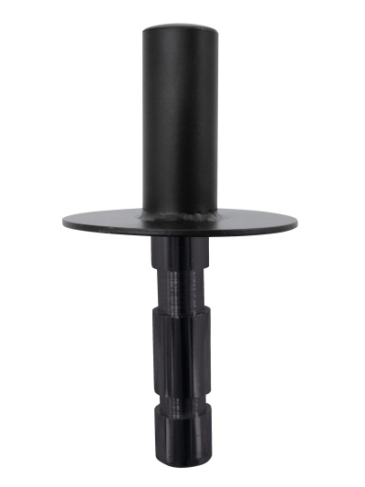 Objeto cilíndrico preto com base circular em fundo branco