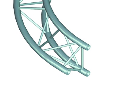 Estrutura metálica tubular prateada com design triangular