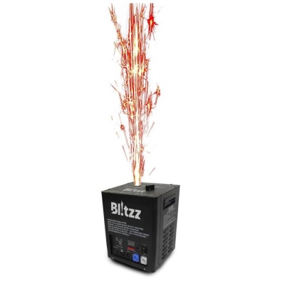 Máquina de fogo de artifício Blitz preta com faíscas vermelhas e douradas