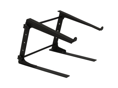Suporte de metal preto para laptop ou monitor sobre fundo branco
