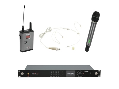 Conjunto microfone sem fios com microfone de mão, transmissor, auricular e receptor