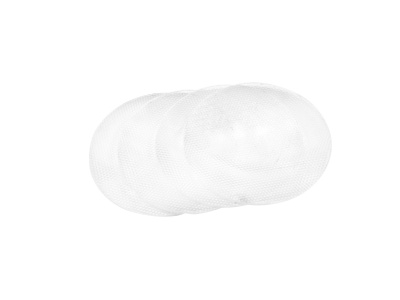 Quatro bases redondas brancas com textura de rede