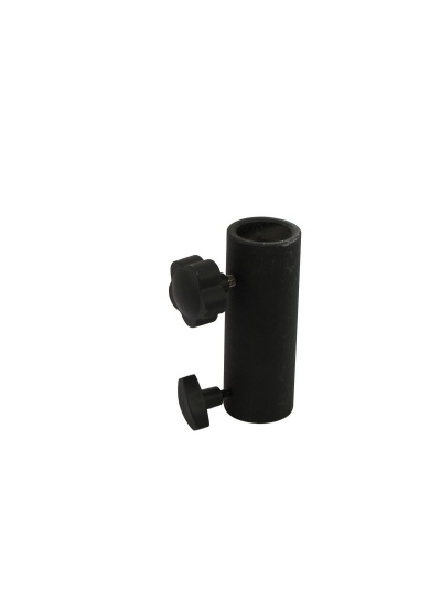 Adaptador preto de metal para guarda-sol com botões de aperto.