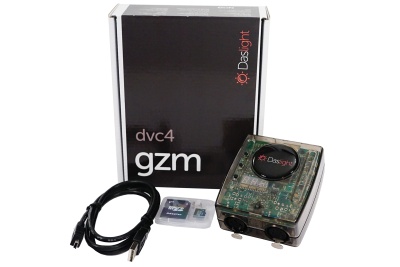 Dispositivo eletrónico transparente Daslight dvc4 gzm com cartão de memória, cabo USB e caixa preta