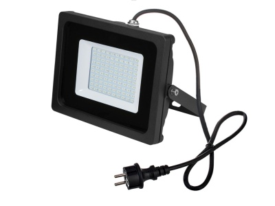 Projetor LED preto com cabo e suporte ajustável