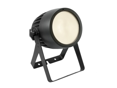 Projetor de luz LED preto com suporte ajustável em fundo branco