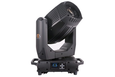 Luz profissional móvel preta com lente grande e base retangular