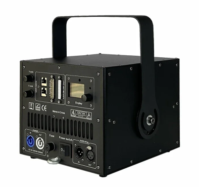 Dispositivo electrónico preto com pega e várias portas e botões