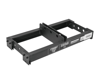 Suporte metálico preto retangular ajustável com orifícios e etiquetas