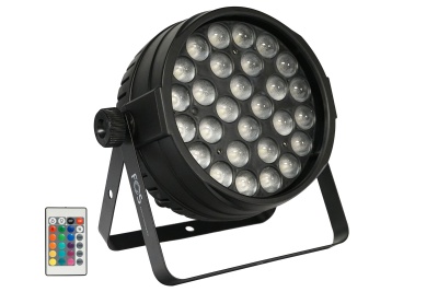 Refletor LED preto com 24 LEDs e controlo remoto colorido