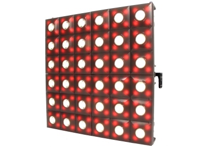 Painel LED com 36 luzes vermelhas em estrutura metálica preta