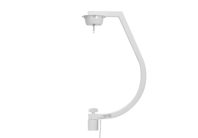 Luz de leitura branca com braço curvo e base de fixação