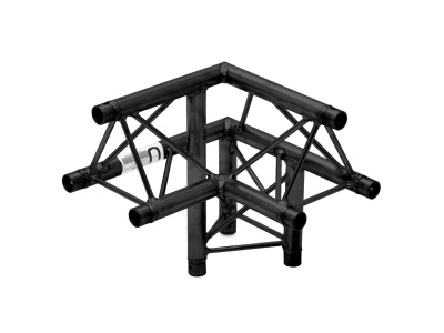 Estrutura modular metálica preta em forma de canto